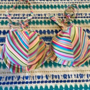 Multicolored striped bikini top